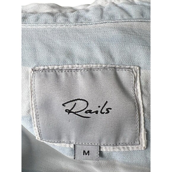 Rails Uli Lace Up Top in Blue White Block Stripe Sz M | Nautical Coastal Flowy - Picture 3 of 3